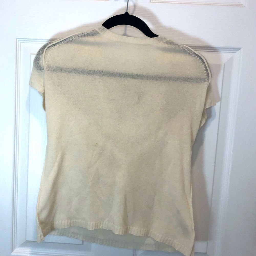 Neiman Marcus 100%cashmere off white cream cap sleeve sweater size medium